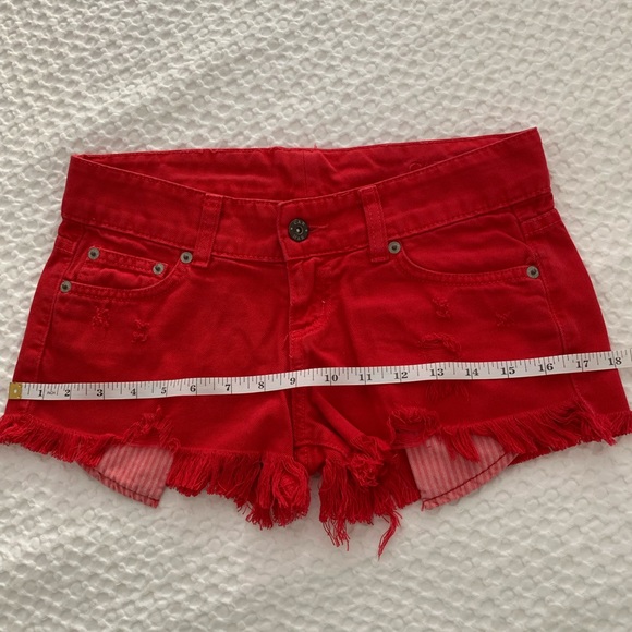Carmar Sz Small Red Denim Short Frayed Hem - Picture 3 of 6